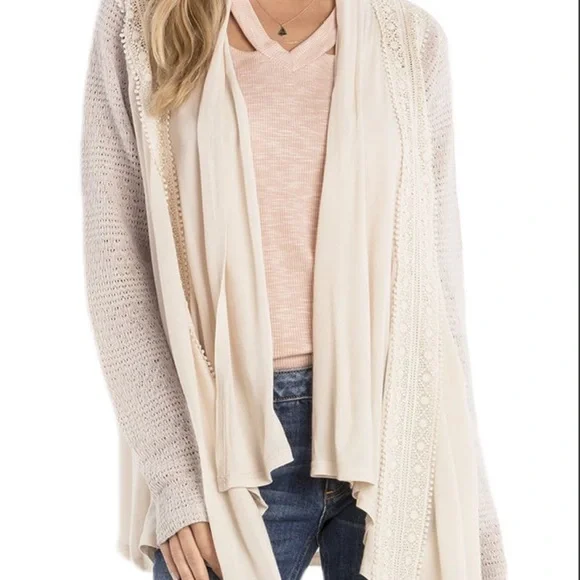 Miss Me Cream Drape Collar Cardigan- Size S - Picture 13 of 16